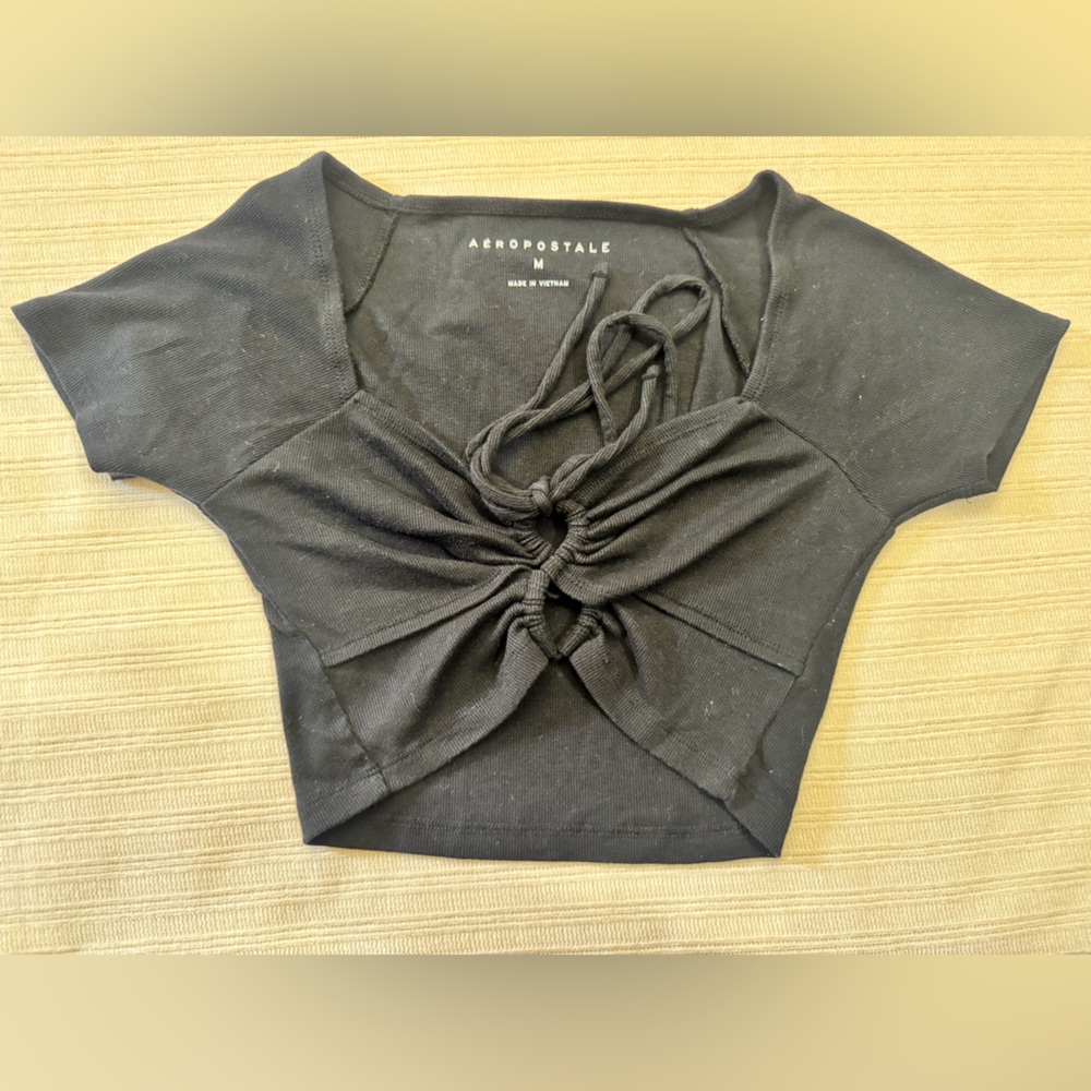 Aeropostale Charcoal Ruched Crop Top